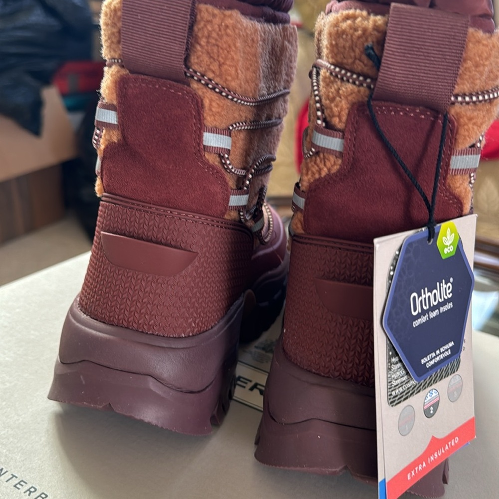 Hunter Wanderer Short Sherpa Snow Boot Mawson Creek/Muted Berry 5 women - Picture 8 of 10